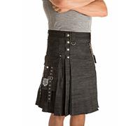 Damn Near Kilt 'Em Men's Smithy Utility Kilt Small Carbide Black