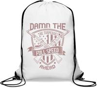 Damn the torpedoes, full speed ahead Gym Sack Casual Drawstring Bag White
