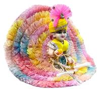 DAMODAR'S™ Beautiful LADDU Gopal Washable Dress and PAGDI Combo //Multicolor Organza NET Fabric// Specially for Holi Purpose (0-1NO)