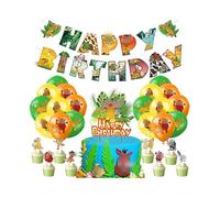 Damoff Lion King Birthday Decoration - Simba Themed, Green, Includes Banner, Cake Toppers & Balloons