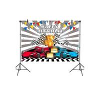 Damoff Race Car Photo Backdrop Party Decoration - 1pcs Race Car Background - Birthday Occasion - Fabric Material