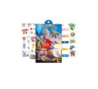 Damoff Super Wings Temporary Tattoos - 100pcs, Waterproof, Cartoon, Yellow, Red, Blue - Kids