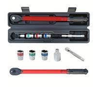 DaMohony 6-Piece 1/2-Inch Drive Click Torque Wrench Set, 20-230N.m | 72-Tooth Ratchet Spanner Set with 3/8" Adapter, 17/19/21mm Sockets & 1/2" Extension Bar for Automotive,Bike,Spark Plugs,DIY