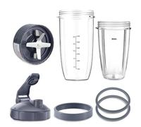 DaMohony NutriBullet Blender Cup & Blade Replacement Set, 7pcs for NutriBullet 600W/900W, 32oz/24oz Cups with Flip-Top Lid, Extraction Blade, 2 Gaskets & Lid Ring
