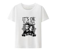 Damon Salvatore The Vampires Diaries Chronicles Vampiricas Casual T-Shirt Short Sleeve Tops Tees White