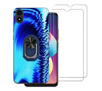 DAMONDY for AriVoice A67L Phone Case with 2 Pack Screen Protector -Blue | Foxx FoxxD A67L Case Cover Ring Holder Stand Slim Wave Pattern for Women Soft TPU Full Body