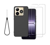 DAMONDY for BLU Bold K12 Case with 2 Pack Screen Protector -Lanyard Black | BLU Bold K12 Phone Case Cover Slim Shockproof Soft TPU Rubber Silicone Lanyard