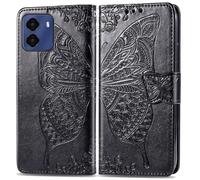 DAMONDY for BLU G35 Case Compatible for BLU G35 Phone Case Cover PU Leather Butterfly Embossed Flowers Magnetic Flip Stand Card Holders Hand Strap Wallet Purse -Black