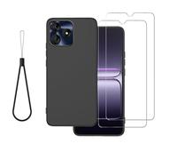 DAMONDY for BLU G64L Phone Case with with 2 Pack Screen Protector, Shockproof Cover Soft TPU Rubber Silicone Lanyard Slim Protective Phone Cases for BLU G64L -Black