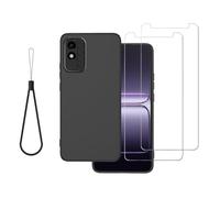 DAMONDY for BLU X5+ Phone Case with with 2 Pack Screen Protector, Shockproof Cover Soft TPU Rubber Silicone Lanyard Slim Protective Cases for BLU X5 Plus -Black