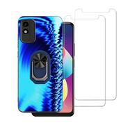 DAMONDY for BLU X5 Plus Compatible for BLU X5 Plus Phone Case Cover with 2 Pack Screen Protector Ring Holder Stand Slim Wave Pattern Design for Women Girls Soft TPU Shockproof Full Body -Blue