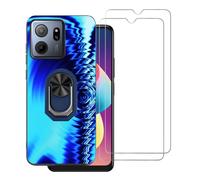 DAMONDY for Cellular Speakeasy Smart Case Compatible for IRIS Connect 2 Phone Case Cover with 2 Pack Screen Protector Ring Holder Stand Slim Wave Pattern for Women Soft TPU Full Body -Blue