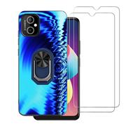 DAMONDY for HotPepper Verde Case Compatible for HotPepper Verde Phone Case Cover with 2 Pack Screen Protector Ring Holder Stand Slim Wave Pattern for Women Soft TPU Full Body -Blue