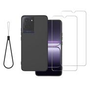 DAMONDY for Jitterbug Smart5 Case Compatible for Lively Jitterbug Smart 5 Phone Case Cover with 2 Pack Screen Protector,Slim Shockproof Soft TPU Rubber Silicone Lanyard -Black