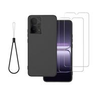 DAMONDY for NUU X10 5G Phone Case with 2 Pack Screen Protector-Black | NUU X10 5G Case Cover Slim Shockproof Soft TPU Rubber Silicone Lanyard