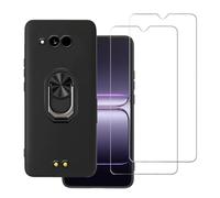DAMONDY for Sonim XP Pro Thermal Case Compatible for Sonim XP Pro Thermal Phone Case Cover with 2 Pack Screen Protector Ring for Women Girls Slim Soft TPU Kickstand [Magnetic Car Mount] -Black