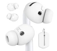 DamonLight 2 Pairs Ear Tips for AirPods 4 Grip Silicone Earbuds Cover [Added Storage Pouch][US Patent Registered] Compatible with Apple AirPods 4th Generation (White)