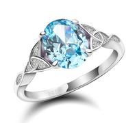 DAMOOR Celtic Birthstone Ring for Women 925 Sterling Silver Celtic Knot Engagement Rings for Her Wife Birthday Anniversary Wedding Jewelry, 7, Sterling Silver, Created Topaz