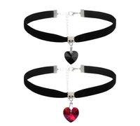 D'Amore 2 Piece Choker Necklace Women Gothic Velvet Choker Black Velvet Choker Heart Necklace, Taglia unica