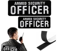 Damorr Security Patch for Armed Security Officer | Security Badge Hook and Loop for Security Vest | Embroidered Security Patches for Vest Jacket and Shirt (2 Pack) (One Large & One Small)