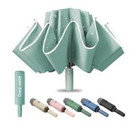 Damp away Windproof Travel Umbrella for Rain, Large Portable Reverse Folding Car Umbrella, Inverted Design, Compact Auto Open Close with Durable Waterproof Canopy, Fits Backpack/Women Men, 45.6 Inch