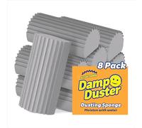 Damp Duster Dusting Sponge (8 Count) - Dust Remover for Household Cleaning - Scrub Daddy Duster for Vents, Railings & Blinds - Reusable Baseboard Cleaner
