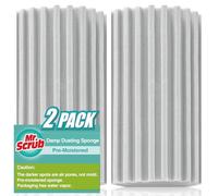 2 Pack Damp Dusting Sponge Duster, Grey Dust Cleaning Sponge, Reusable Household Cleaning Sponge Tool for Blinds, floorboards, Fan Blades, Vents, Glass, Railings, Mirrors