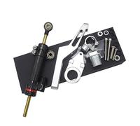 Damper Stabilizer For ZX6R 2009-2016 2017 2018 2019 2020 2022 CNC Adjustable Motorcycle Linear Reversed Steering Damper With Bracket Support Steering Damper(Silver Set)