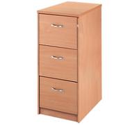 Dams Filing Cabinet with 3 Lockable Drawers Deluxe 480 x 650 x 1040mm Beech
