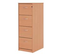 Dams Filing Cabinet with 4 Lockable Drawers Deluxe 480 x 650 x 1360mm Beech