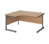 Dams International Contract 25 Left Hand Corner Desk Corner Beech Cantilever 1,400 (W) x 1,200 (D) x 725 (H) mm MFC (Melamine Faced Chipboard)