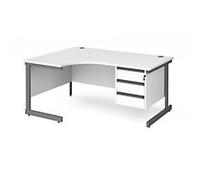 Dams International Contract 25 Left Hand Corner Desk Corner White Cantilever 3 Drawers 1,600 (W) x 1,200 (D) x 725 (H) mm MFC (Melamine Faced Chipboard)