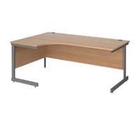 Dams International Contract 25 Left Hand Ergonomic Desk with Beech Coloured MFC Top and Graphite Frame Cantilever Legs 1,800 x 1,200 x 725 mm