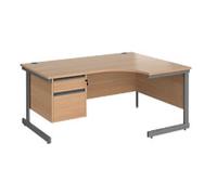 Dams International Contract 25 Right Hand Corner Desk Corner Beech Cantilever 2 Drawers 1,600 (W) x 1,200 (D) x 725 (H) mm MFC (Melamine Faced Chipboard)