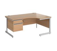 Dams International Contract 25 Right Hand Corner Desk Corner Beech Cantilever 2 Drawers 1,600 (W) x 1,200 (D) x 725 (H) mm MFC (Melamine Faced Chipboard)