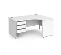 Dams International Contract 25 Right Hand Corner Desk Corner White Base panel 3 Drawers 1,600 (W) x 1,200 (D) x 725 (H) mm MFC (Melamine Faced Chipboard)