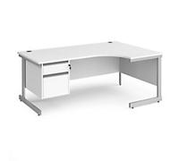 Dams International Contract 25 Right Hand Corner Desk Corner White Cantilever 2 Drawers 1,800 (W) x 1,200 (D) x 725 (H) mm MFC (Melamine Faced Chipboard)