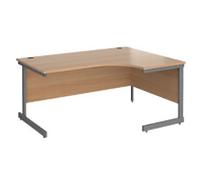 Dams International Contract 25 Right Hand Ergonomic Desk with Beech Coloured MFC Top and Graphite Frame Cantilever Legs 1,600 x 1,200 x 725 mm