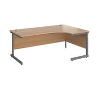 Dams International Contract 25 Right Hand Ergonomic Desk with Beech Coloured MFC Top and Graphite Frame Cantilever Legs 1,800 x 1,200 x 725 mm