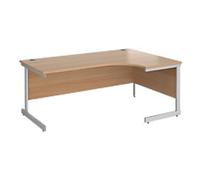 Dams International Contract 25 Right Hand Ergonomic Desk with Beech Coloured MFC Top and Silver Frame Cantilever Legs 1,800 x 1,200 x 725 mm