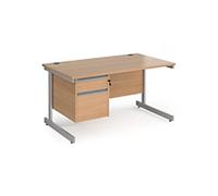 Dams International Contract 25 Straight Desk Rectangular Beech Cantilever 2 Drawers 1,400 (W) x 800 (D) x 725 (H) mm MFC (Melamine Faced Chipboard)
