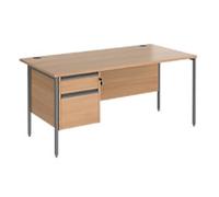 Dams International Contract 25 Straight Desk Rectangular Beech H-Frame 2 Drawers 1,600 (W) x 800 (D) x 725 (H) mm MFC (Melamine Faced Chipboard)