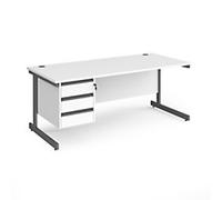 Dams International Contract 25 Straight Desk Rectangular White Cantilever 3 Drawers 1,800 (W) x 800 (D) x 725 (H) mm MFC (Melamine Faced Chipboard)