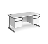 Dams International Contract 25 Straight Desk Rectangular White Cantilever 4 Drawers 2 Pedestals 1,600 (W) x 800 (D) x 725 (H) mm MFC (Melamine Faced Chipboard)
