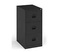 Dams International Contract Steel Filing Cabinet 3 Drawers Lockable 470 x 622 x 1,016 mm Black