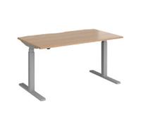 Dams International Elev8 Touch Electronically Height Adjustable Sit Stand Desk Rectangular Beech Melamine Silver 4 Feet 1,400 x 800 x 675 mm