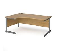 Dams International Left Hand Ergonomic Desk with Oak Coloured MFC Top and Graphite Frame Cantilever Legs Contract 25 1800 x 1200 x 725 mm