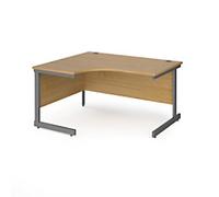 Dams International Left Hand Ergonomic Desk with Oak Coloured MFC Top and Graphite Frame Cantilever Legs Contract 25 1400 x 1200 x 725 mm