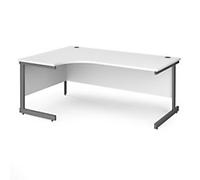 Dams International Left Hand Ergonomic Desk with White MFC Top and Graphite Frame Cantilever Legs Contract 25 1800 x 1200 x 725 mm