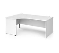 Dams International Left Hand Ergonomic Desk with White MFC Top and Graphite Panel Ends and Silver Frame Corner Post Legs Contract 25 1800 x 1200 x 725 mm